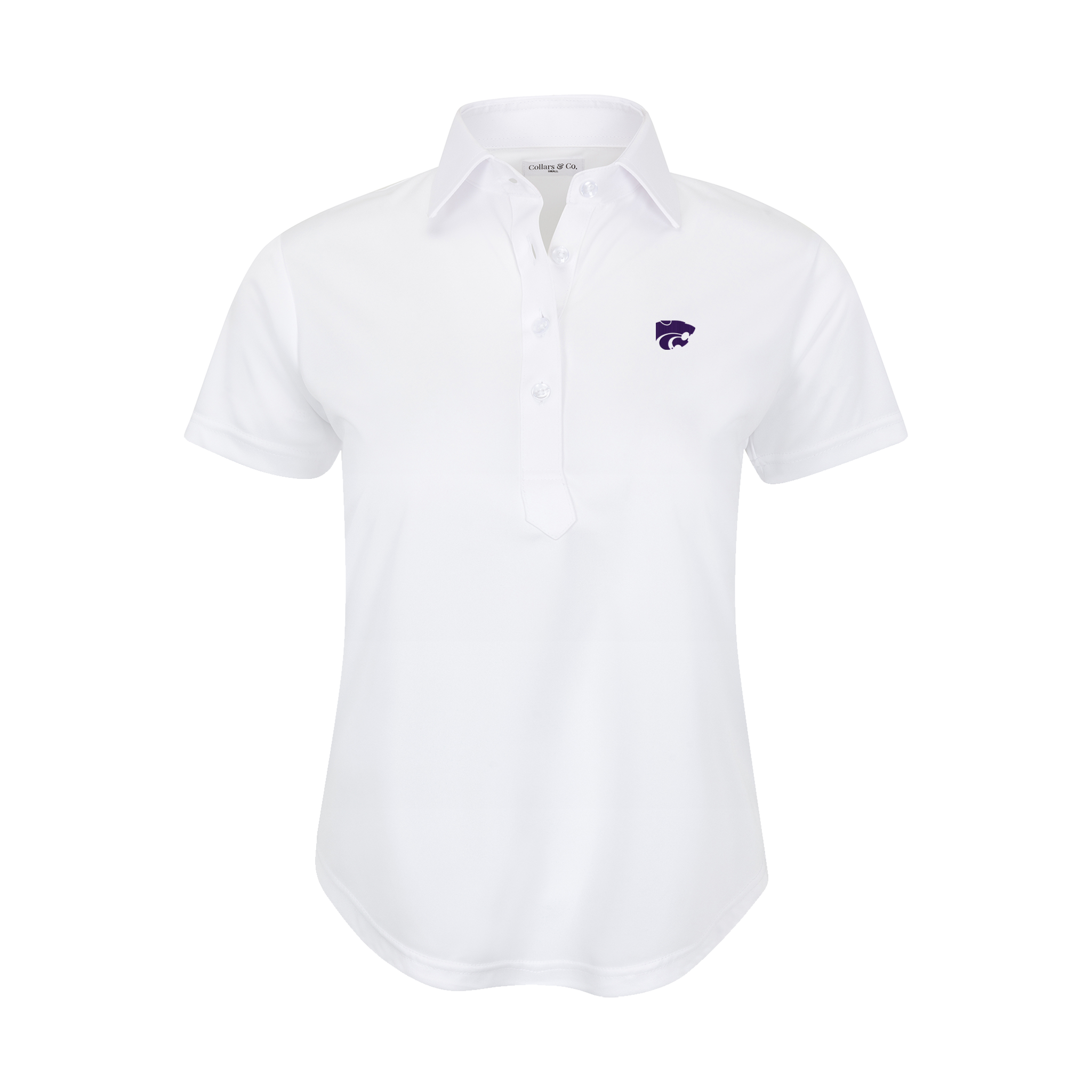 K-State Women's Cap Sleeve Semi Spread Polo White