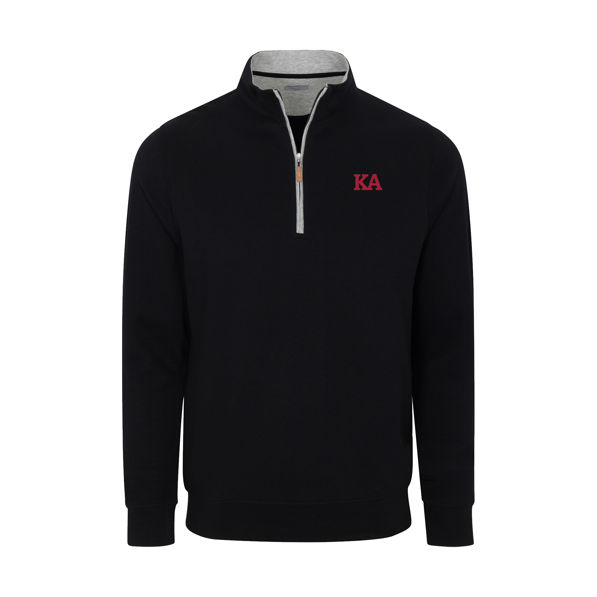 Collars & Co. Kappa Alpha Order Heather Cloud Cotton Quarter Zip Pullover Black with Light Grey Trim