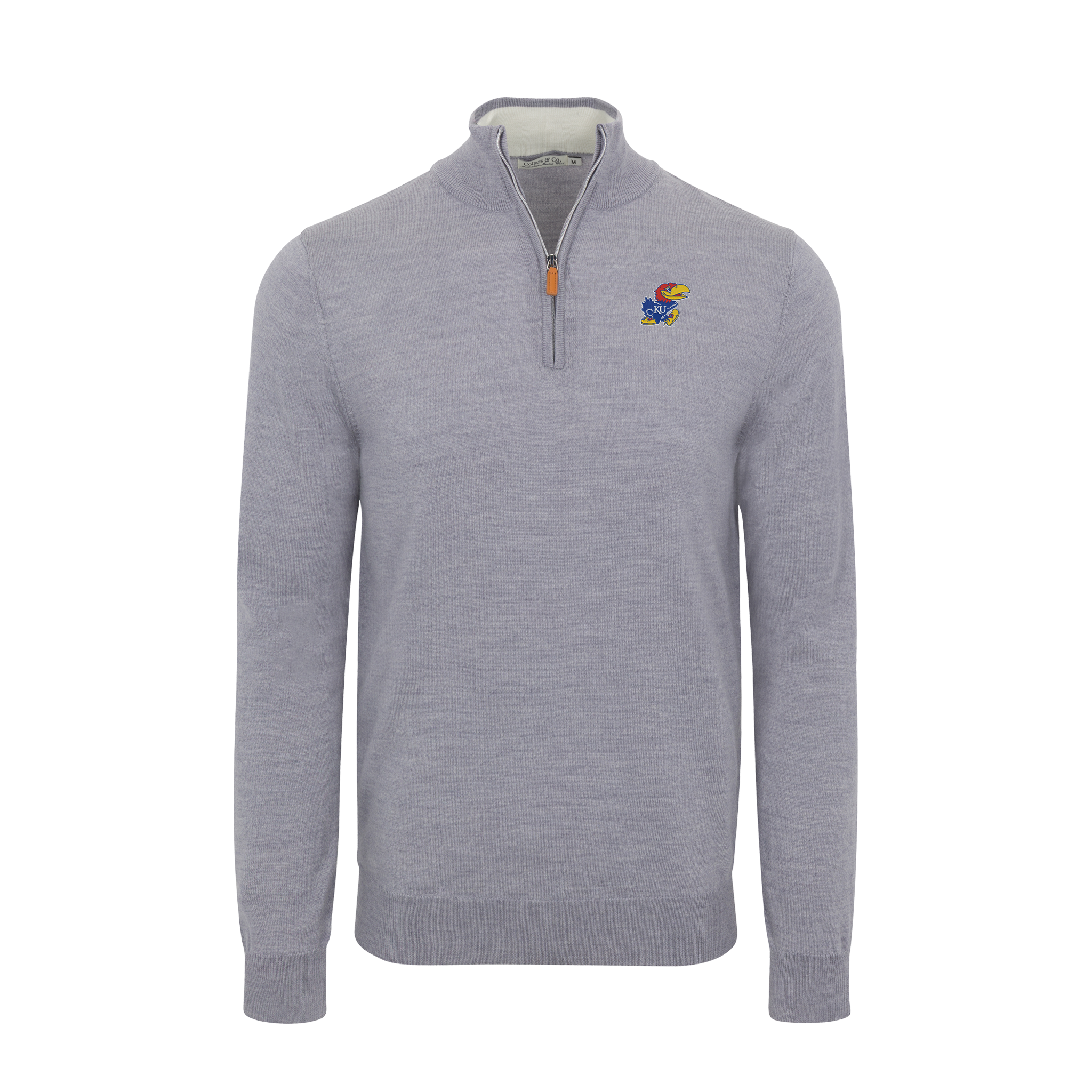 Kansas Grey Melange Cashmere Touch Australian Merino Quarter Zip Sweater