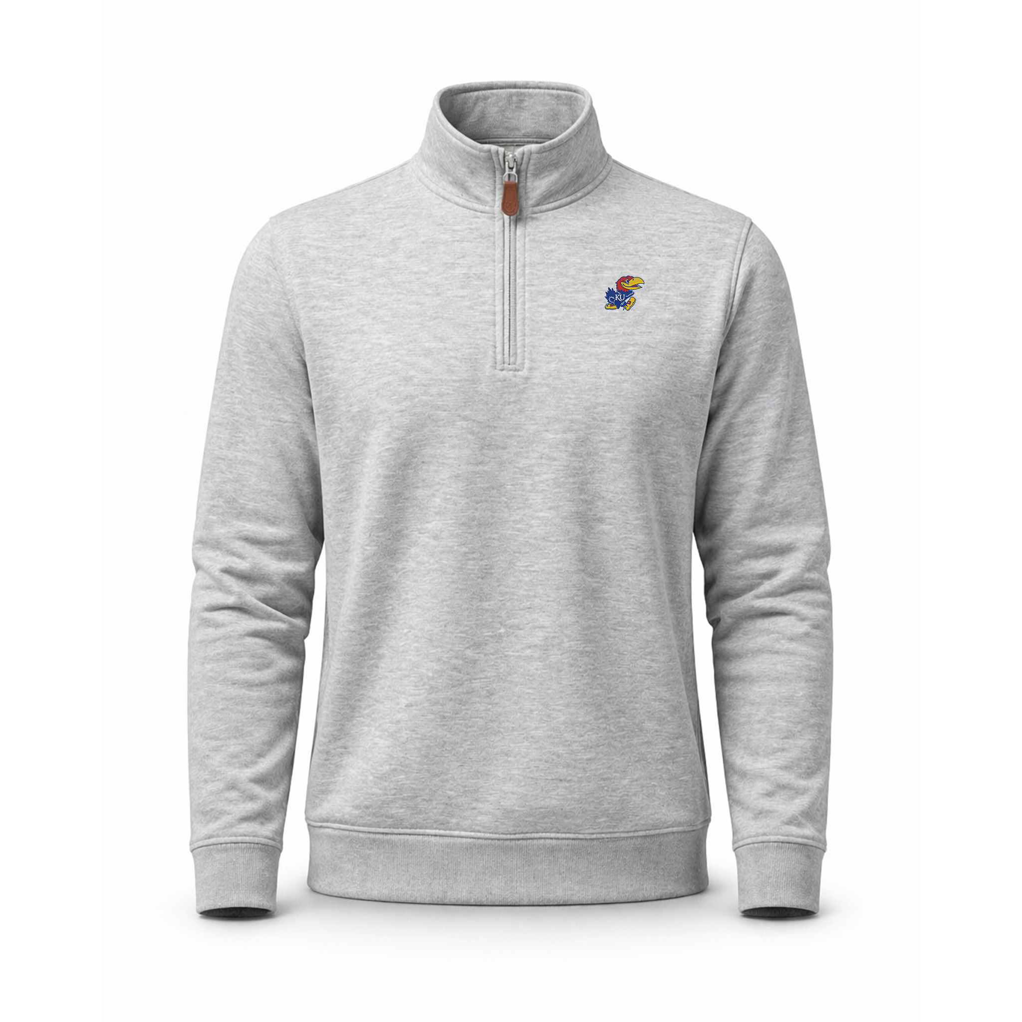 Kansas Heather Cloud Cotton Quarter Zip Pullover Light Grey