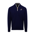 Kansas Navy with White Trim Luxury Touch Cotton and Cashmere Quarter Zip Sweater
