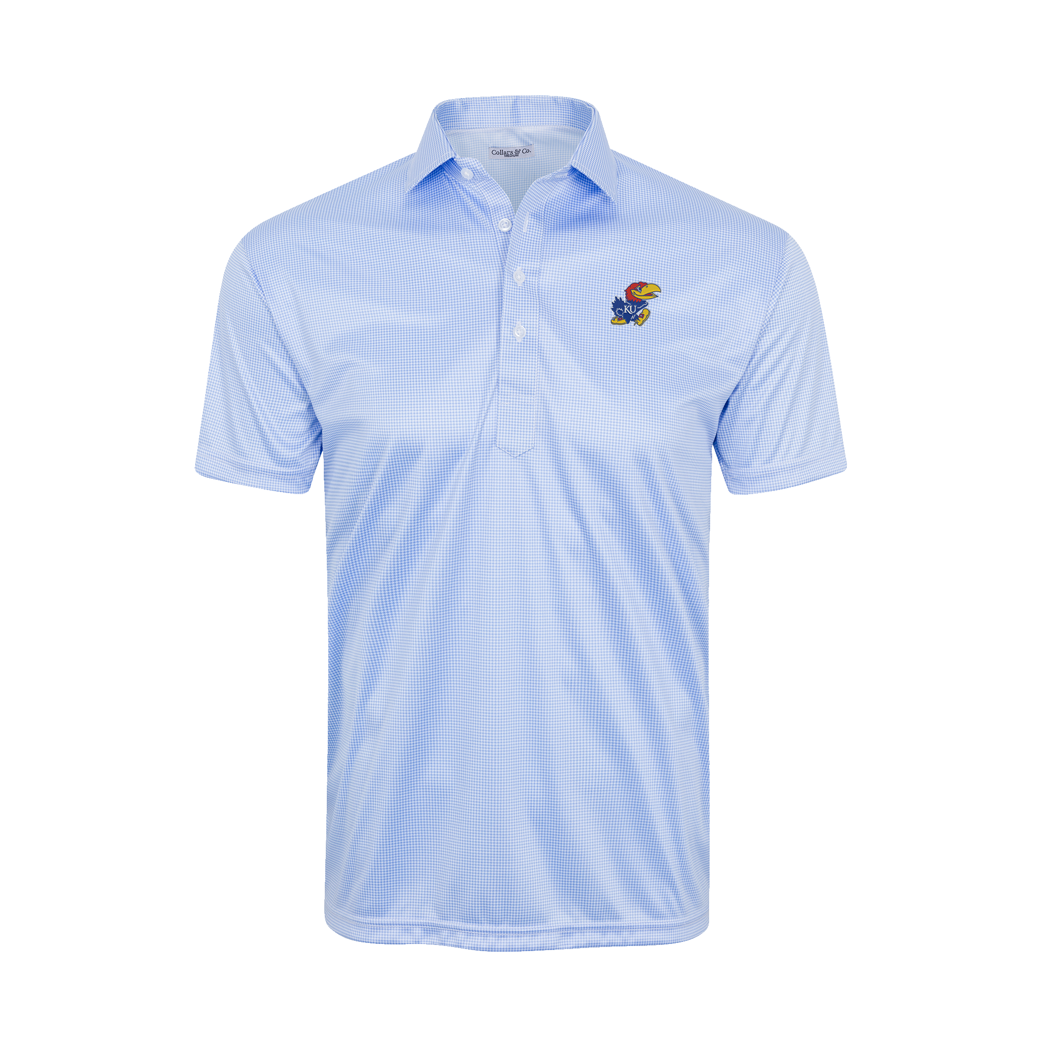 Kansas Semi-Spread Collar Polo Blue Houndstooth