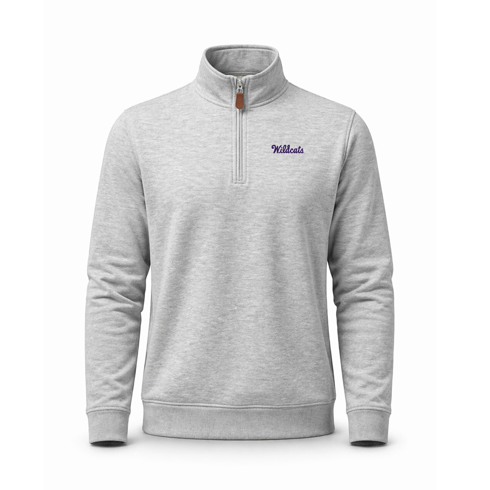 Kansas State Heather Cloud Cotton Quarter Zip Pullover Light Grey