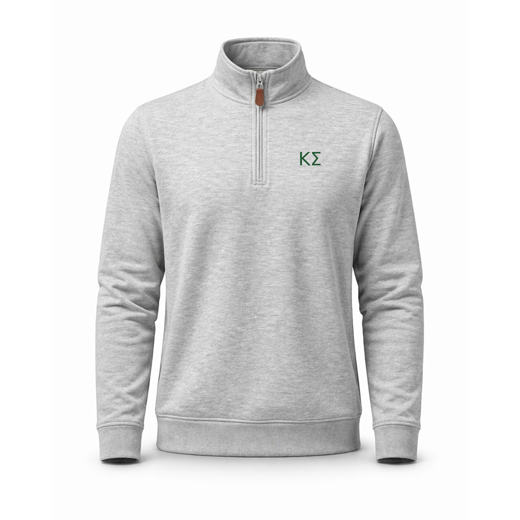 Collars & Co. Kappa Sigma Heather Cloud Cotton Quarter Zip Pullover Light Grey
