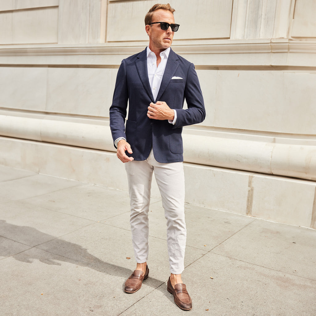 Maverick Knit Deconstructed Blazer Navy