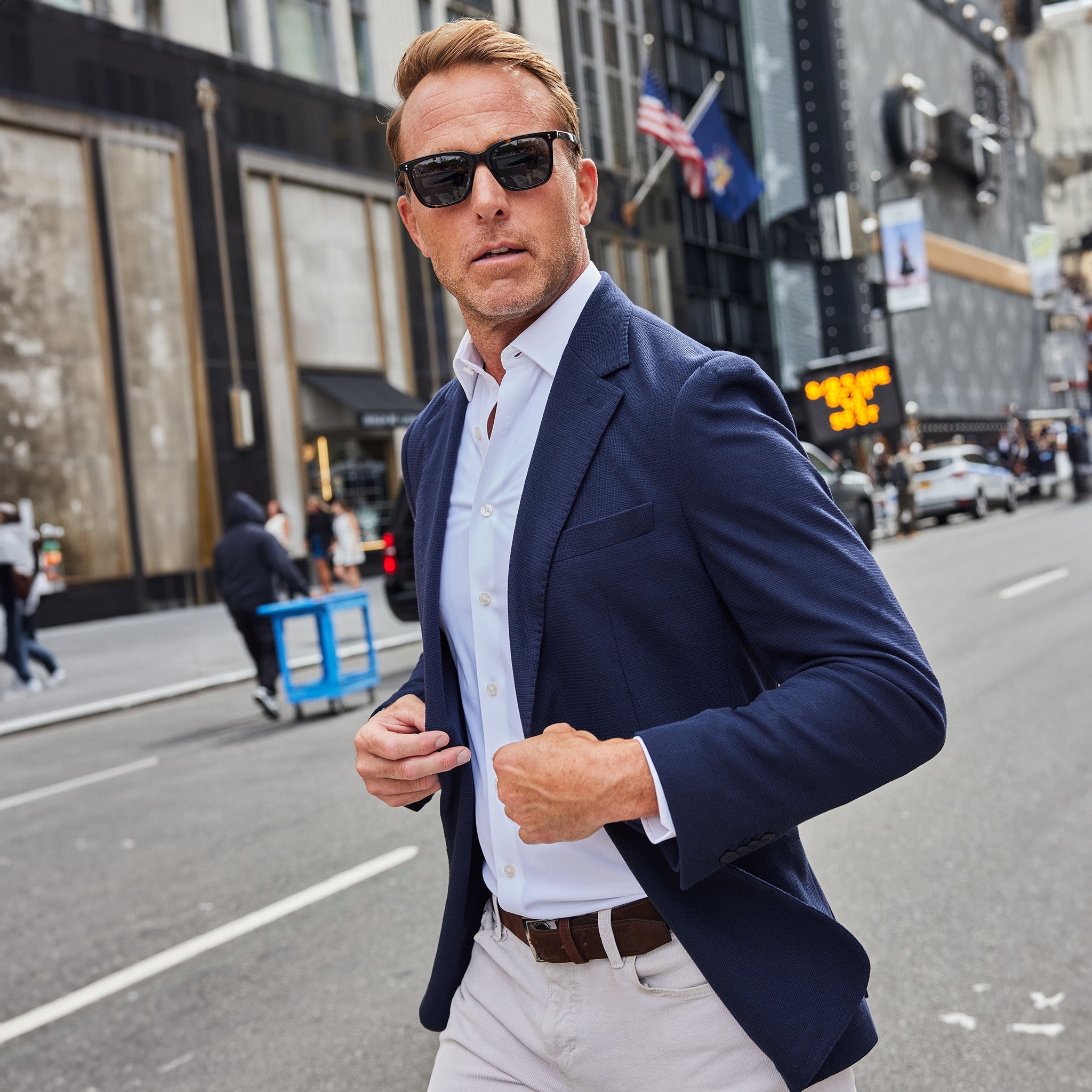 Maverick Knit Deconstructed Blazer Navy