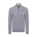 LSU Grey Melange Cashmere Touch Australian Merino Quarter Zip Sweater