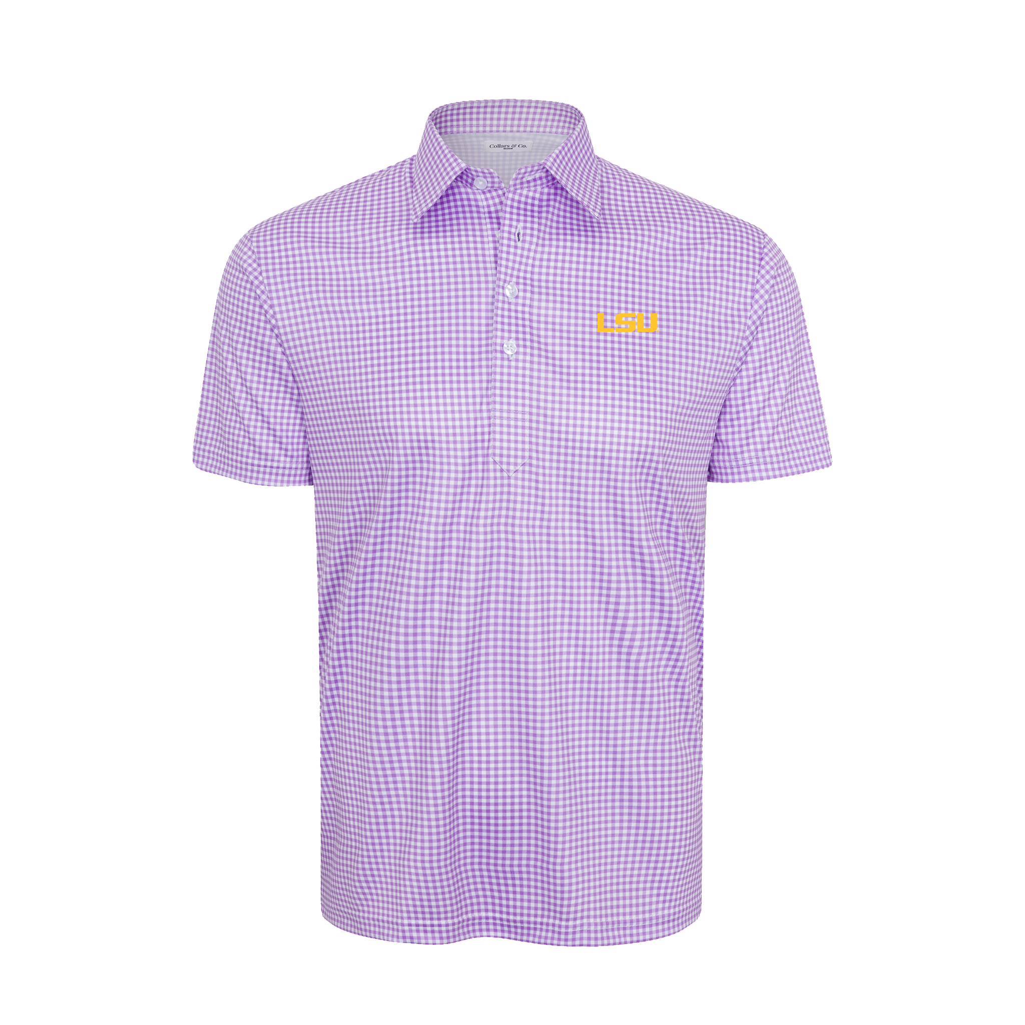 LSU The Original Dress Collar Polo™ Lavender Gingham