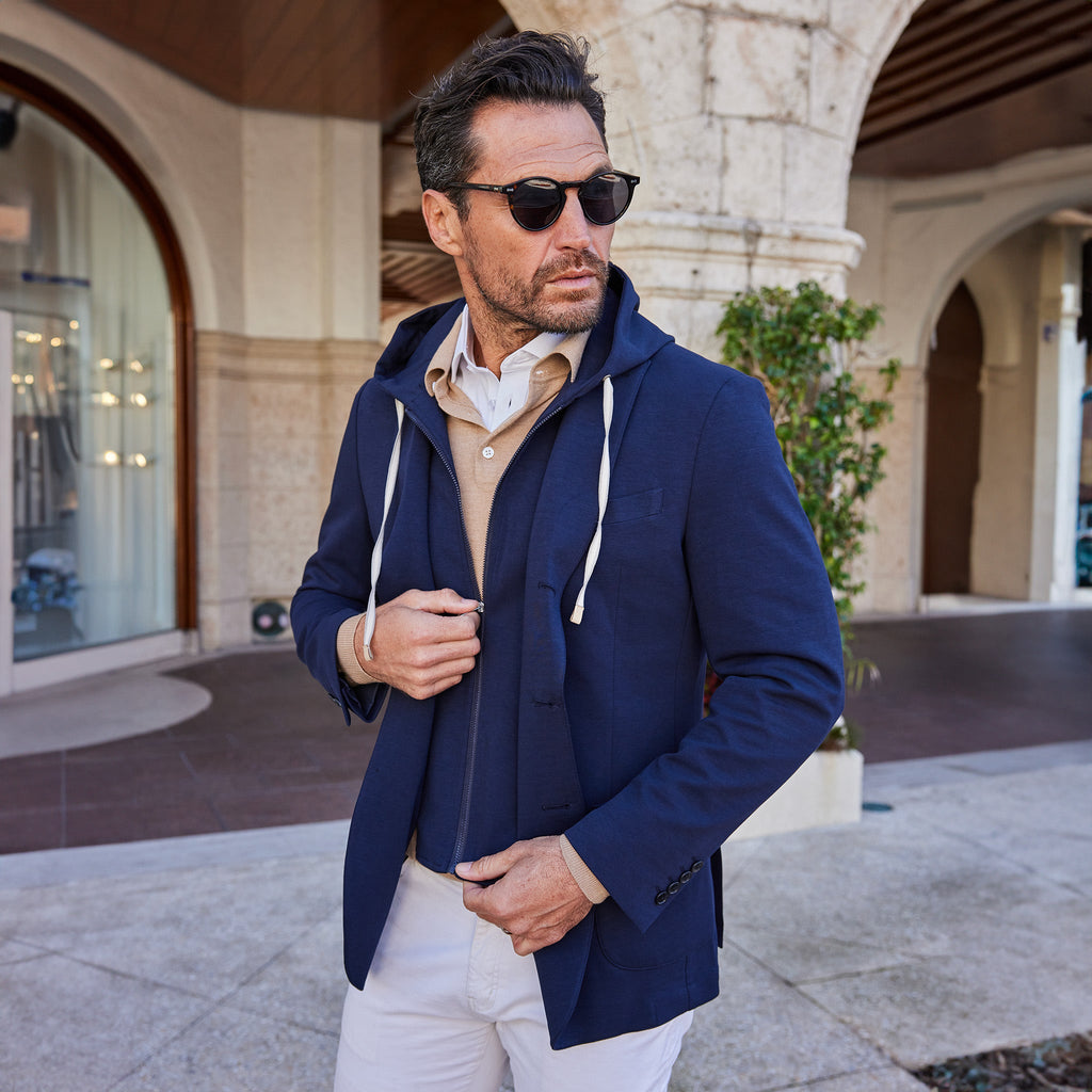 La Strada Hooded Blazer Navy