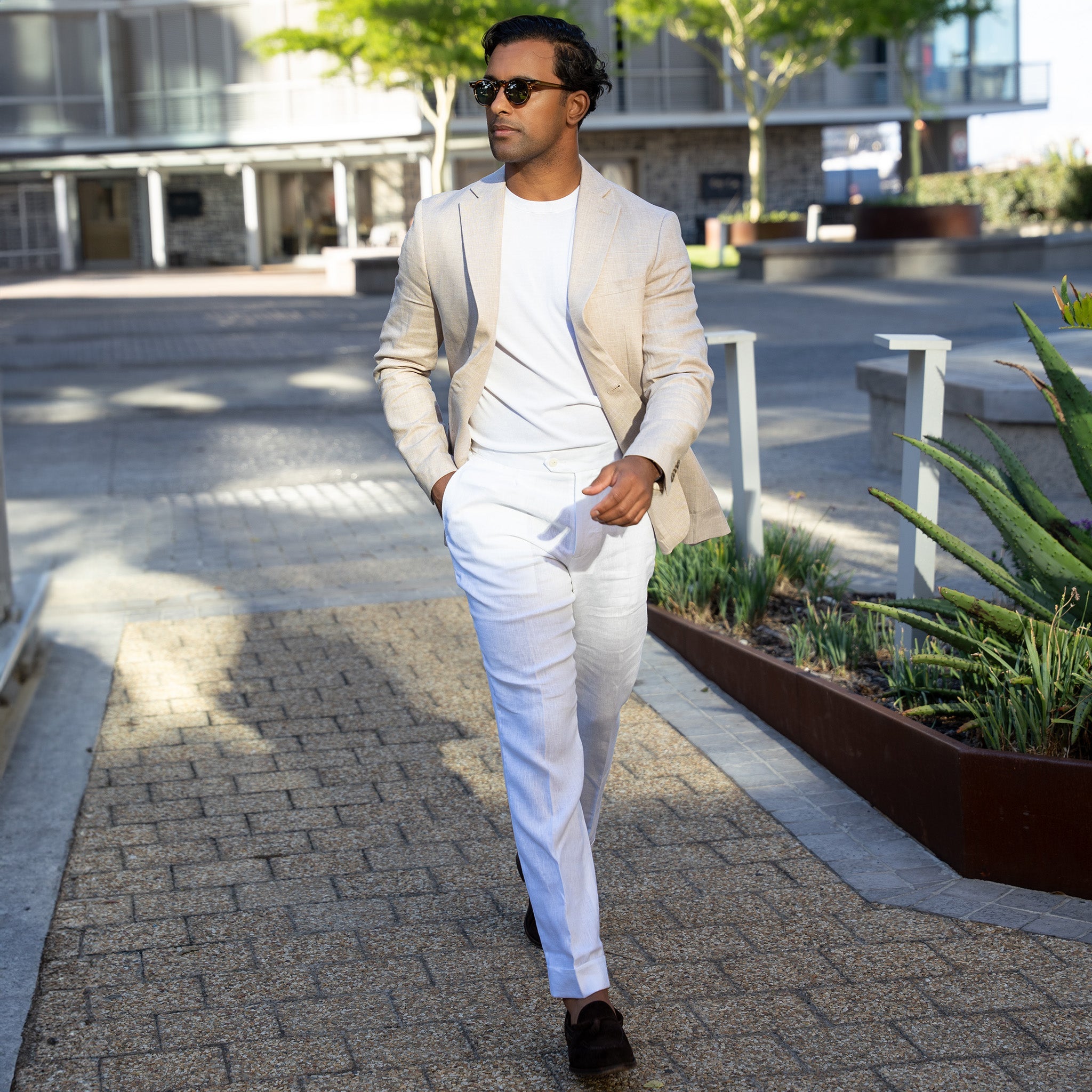 The Lorenzo Linen & Cotton Blazer Sand
