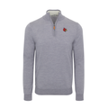 Louisville Grey Melange Cashmere Touch Australian Merino Quarter Zip Sweater