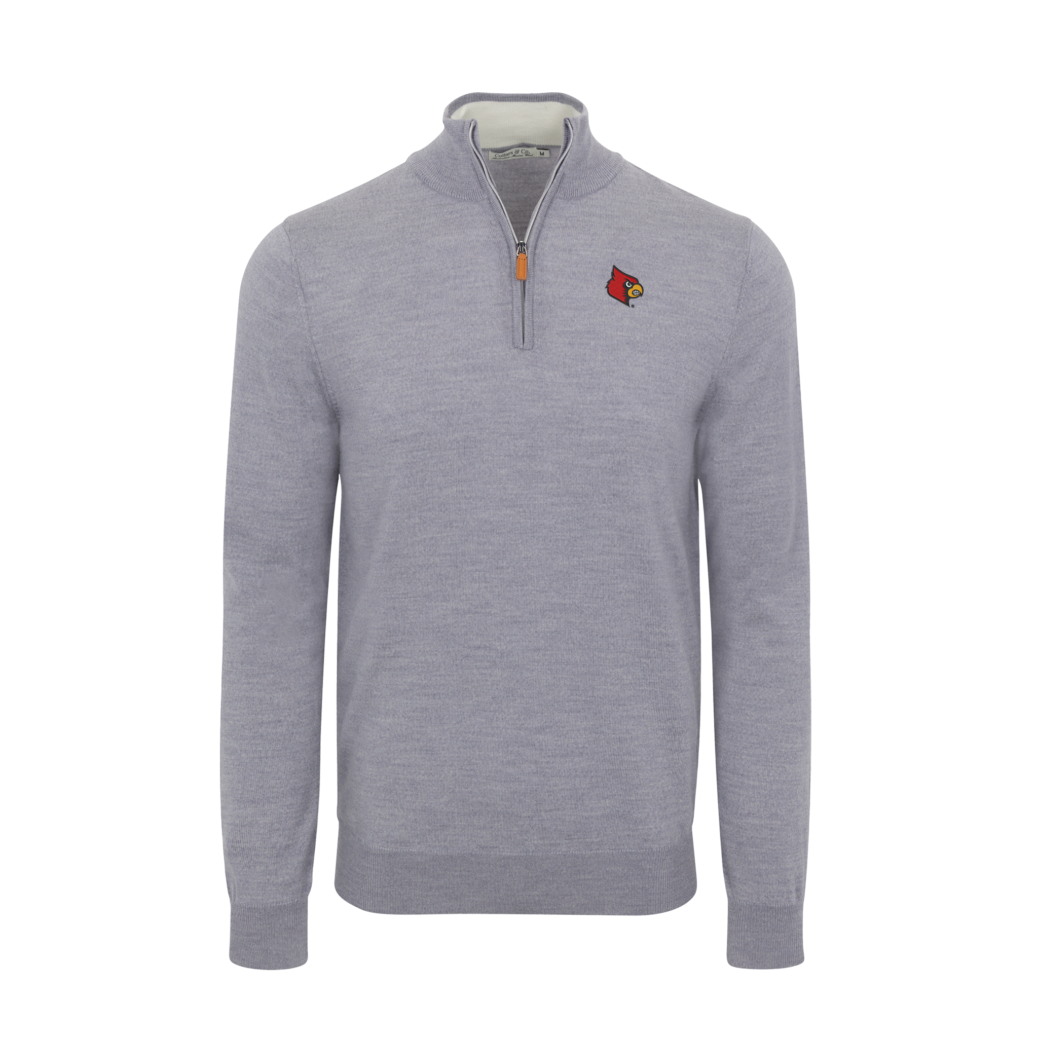 Louisville Grey Melange Cashmere Touch Australian Merino Quarter Zip Sweater