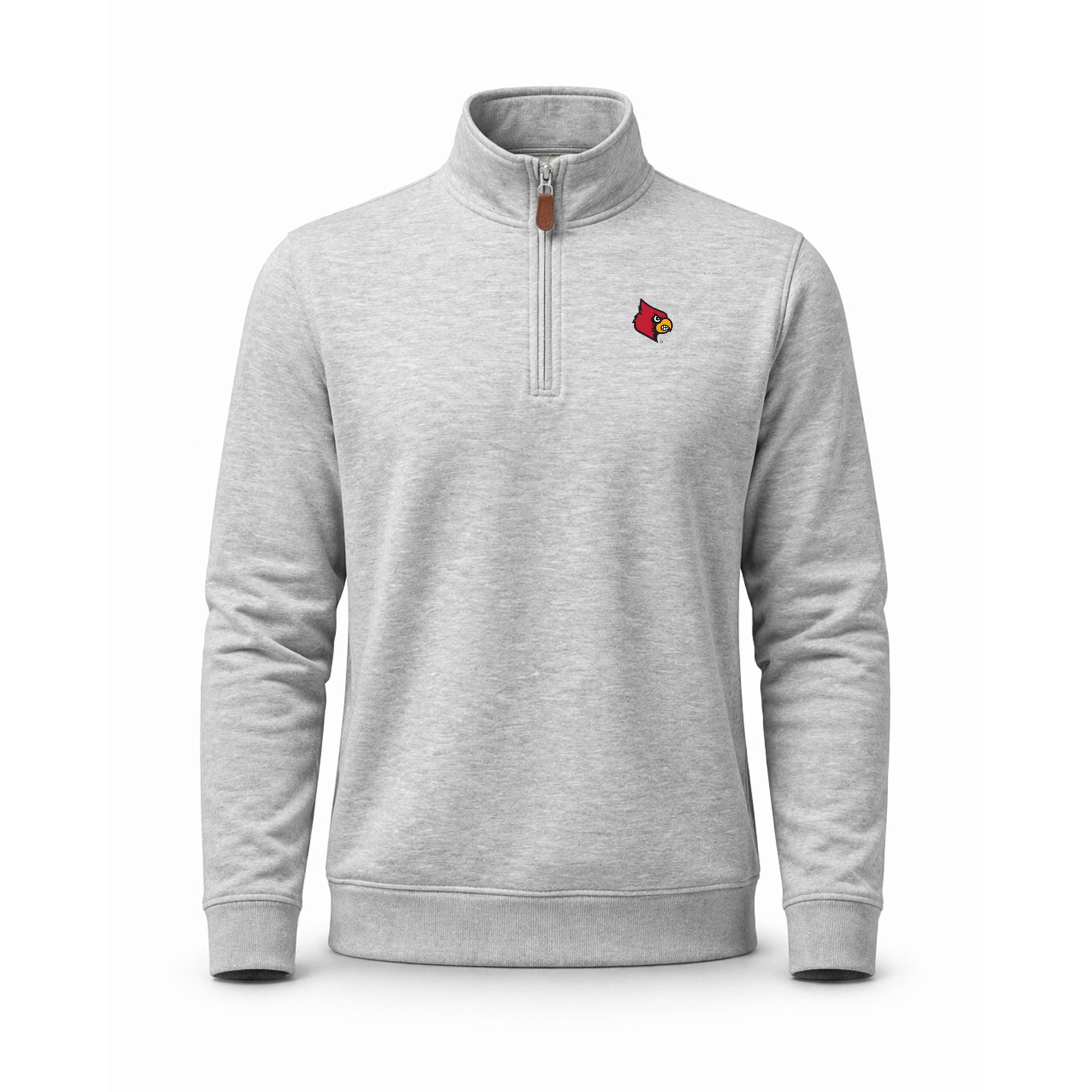Louisville Heather Cloud Cotton Quarter Zip Pullover Light Grey