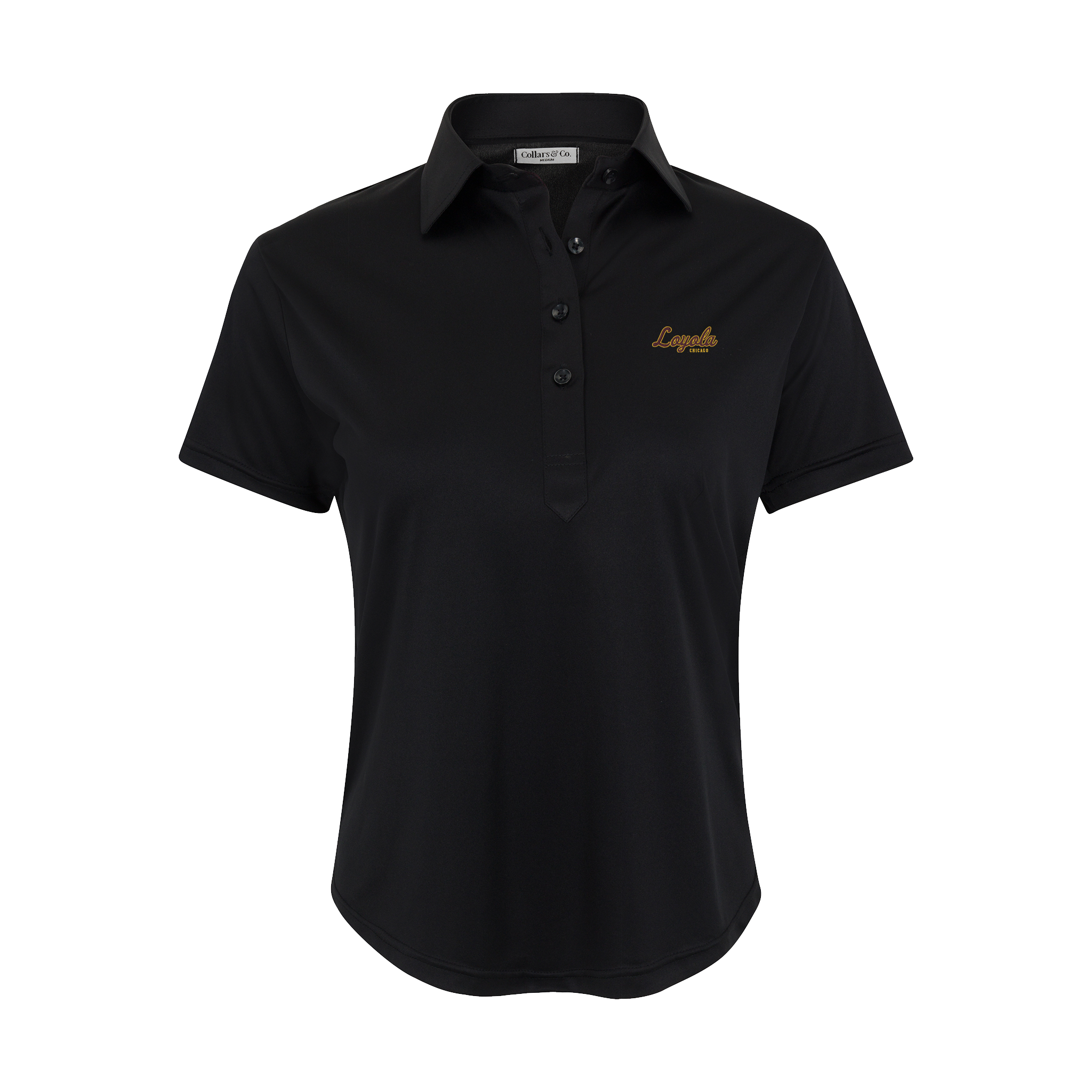 Loyola Chicago Women's Cap Sleeve Semi Spread Polo Black