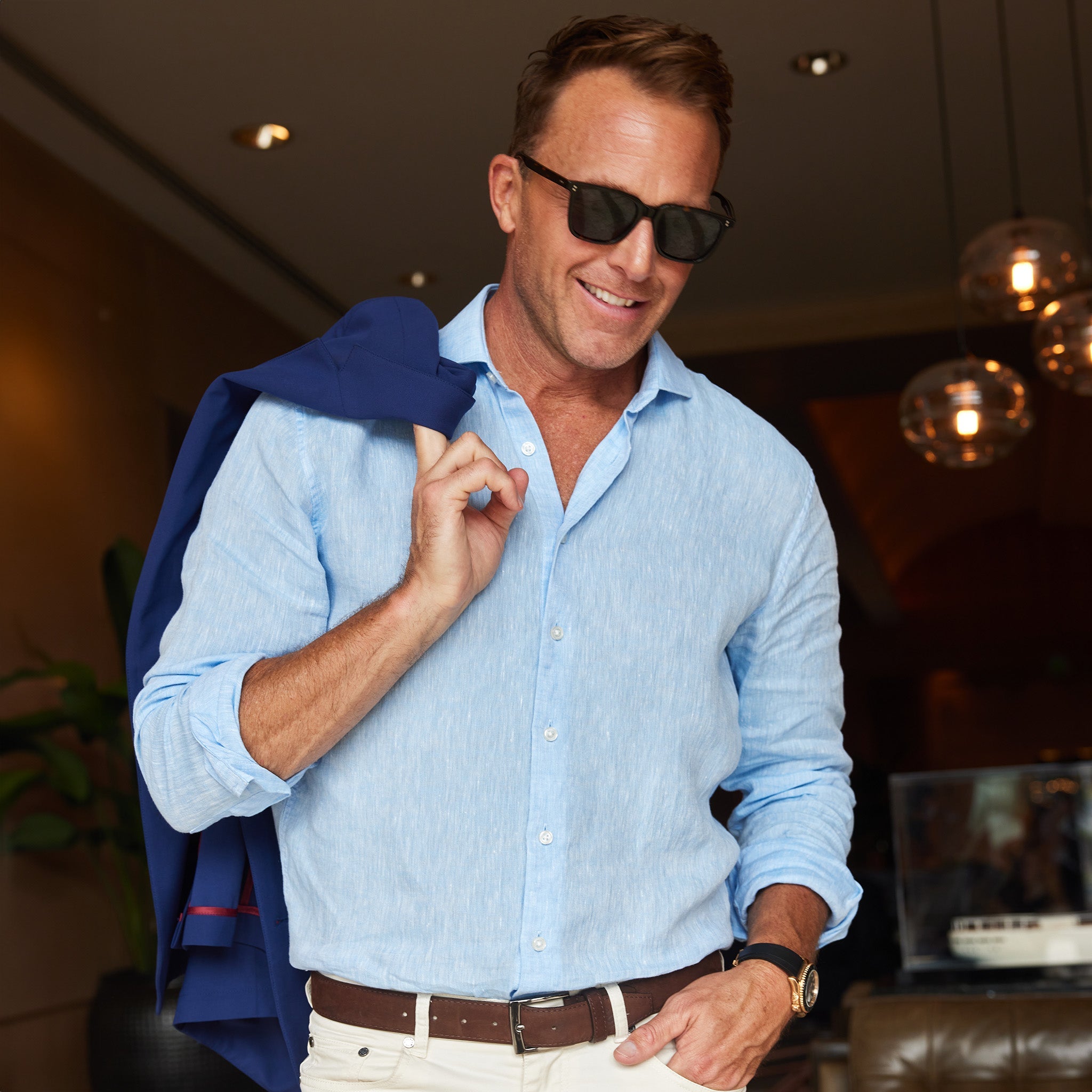 Toscano Linen Shirt Light Blue