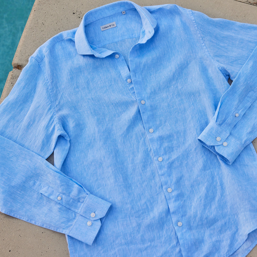 Toscano Linen Shirt Light Blue