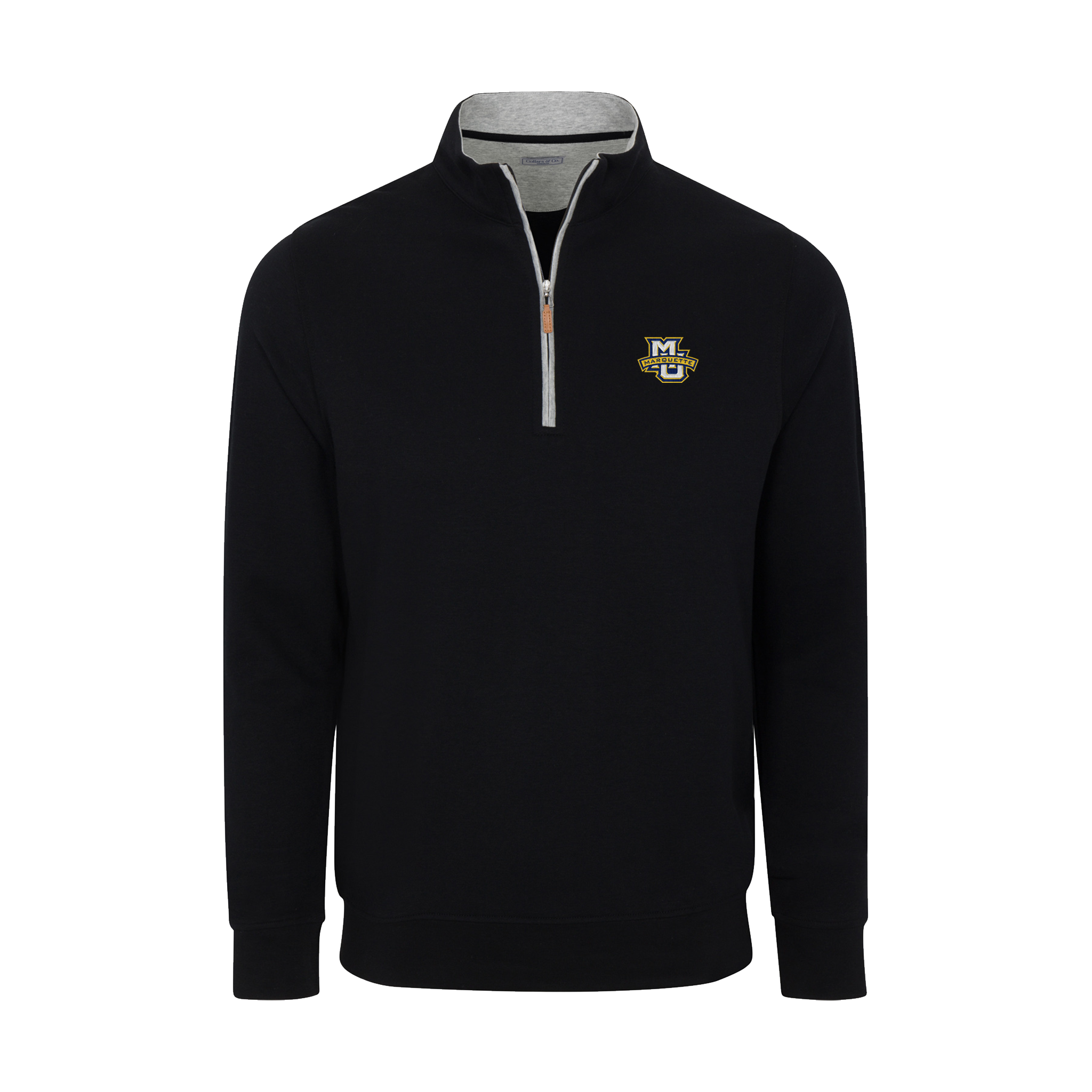 Florida State Heather Cloud Cotton Quarter Zip Pullover Black with Light Grey Trim