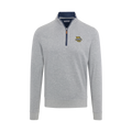 Marquette Heather Cloud Cotton Quarter Zip Pullover Light Grey with Navy Trim