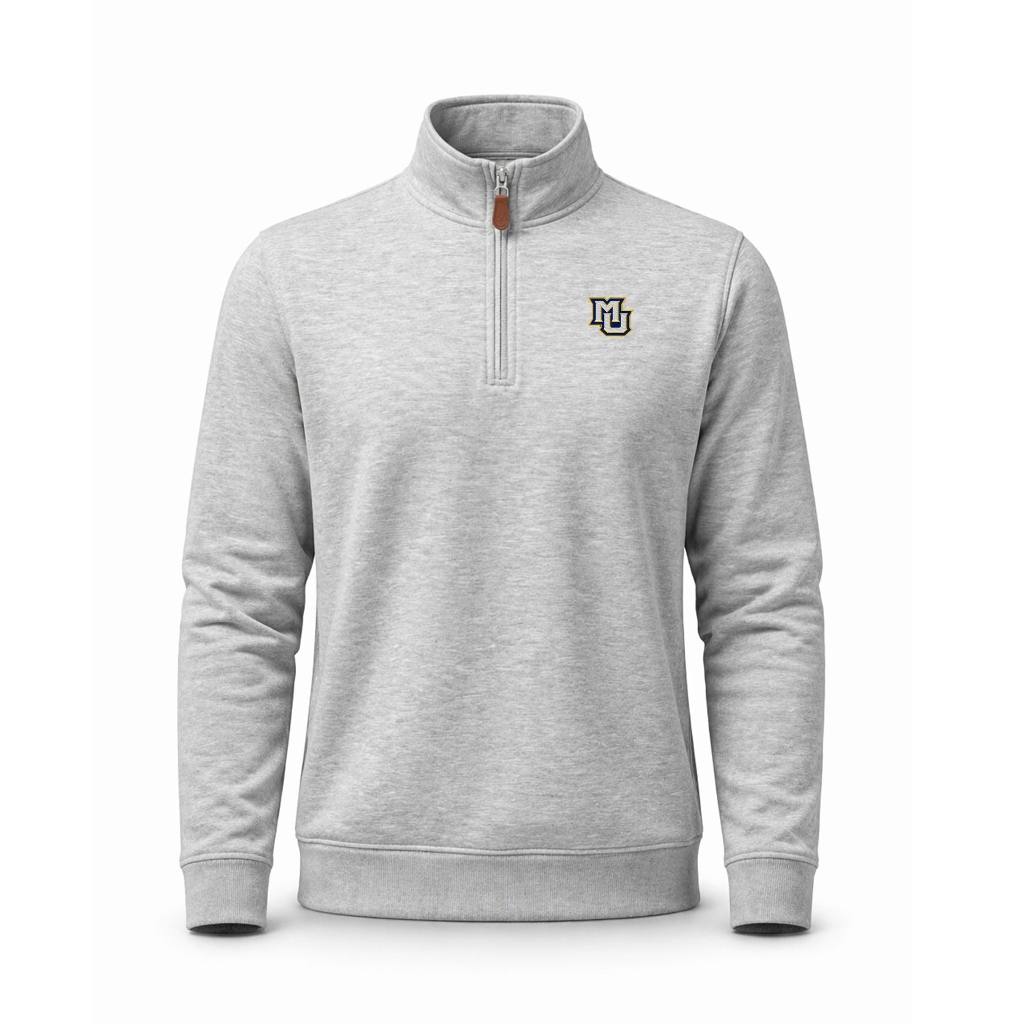 Marquette Heather Cloud Cotton Quarter Zip Pullover Light Grey