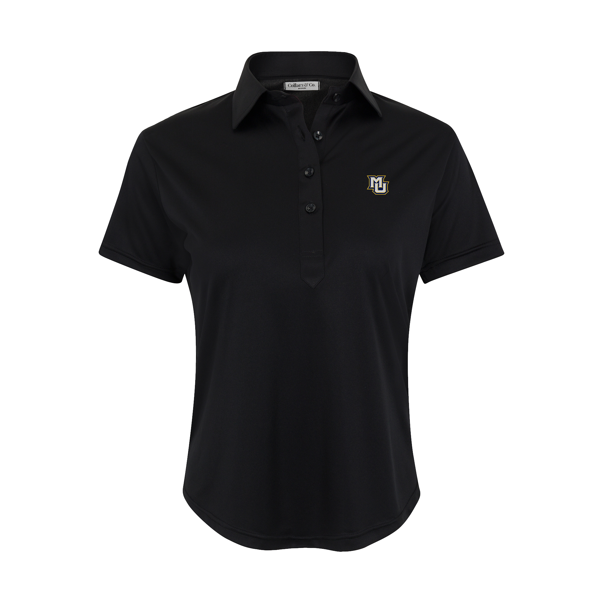 Marquette Women's Cap Sleeve Semi Spread Polo Black