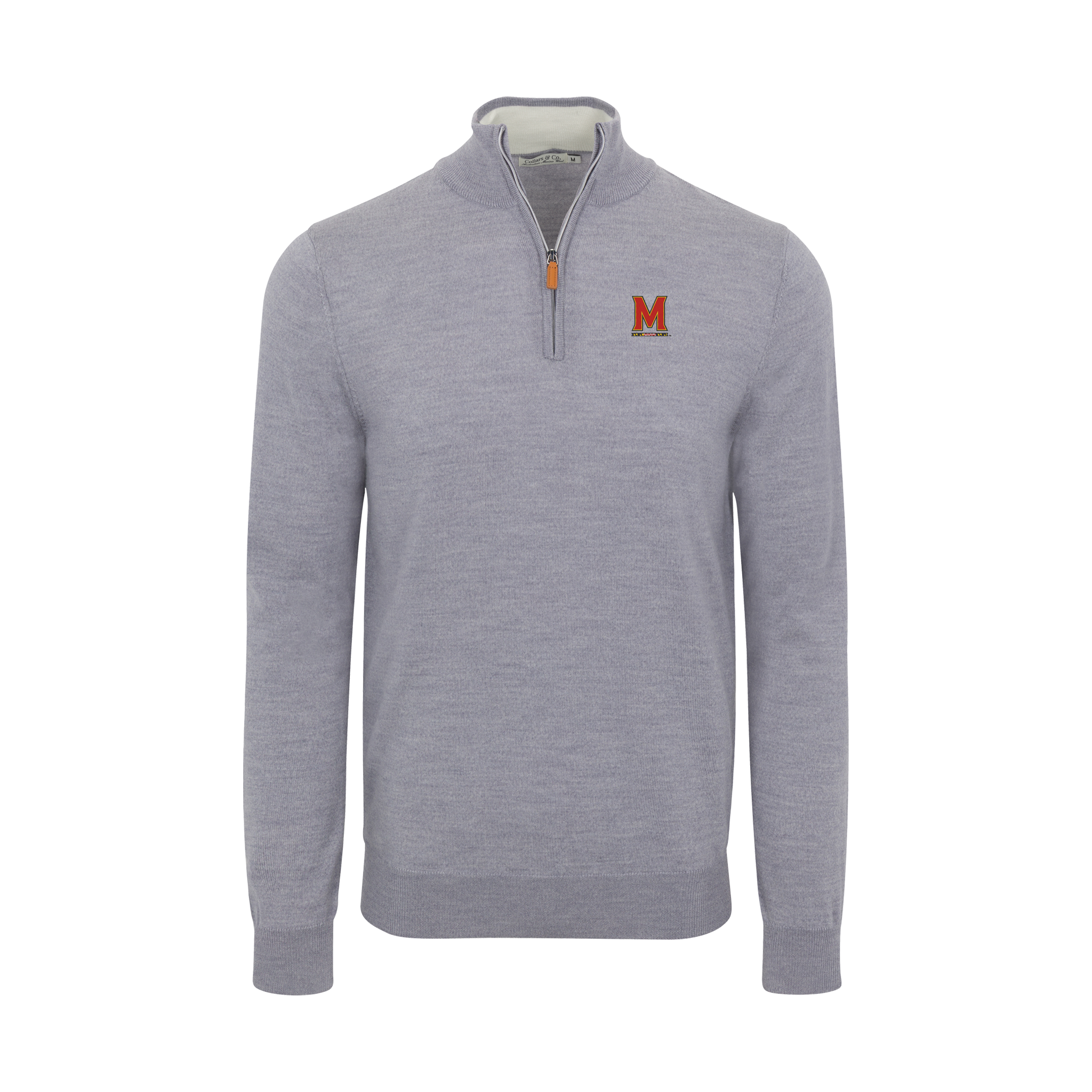 Maryland Grey Melange Cashmere Touch Australian Merino Quarter Zip Sweater