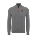 Maryland Grey with Grey Trim Luxury Touch Cotton and Cashmere Quarter Zip Sweater