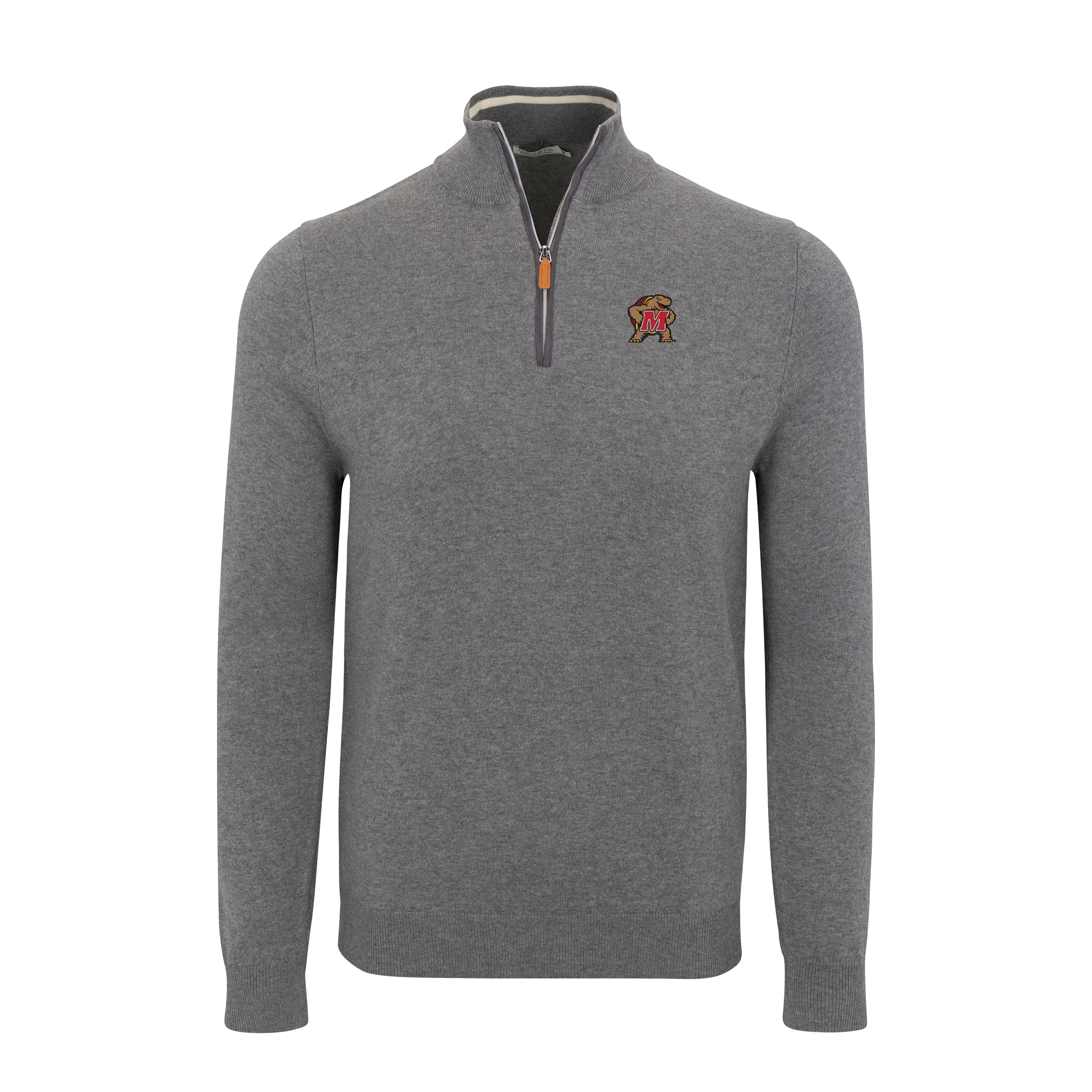 Maryland Grey with Grey Trim Luxury Touch Cotton and Cashmere Quarter Zip Sweater
