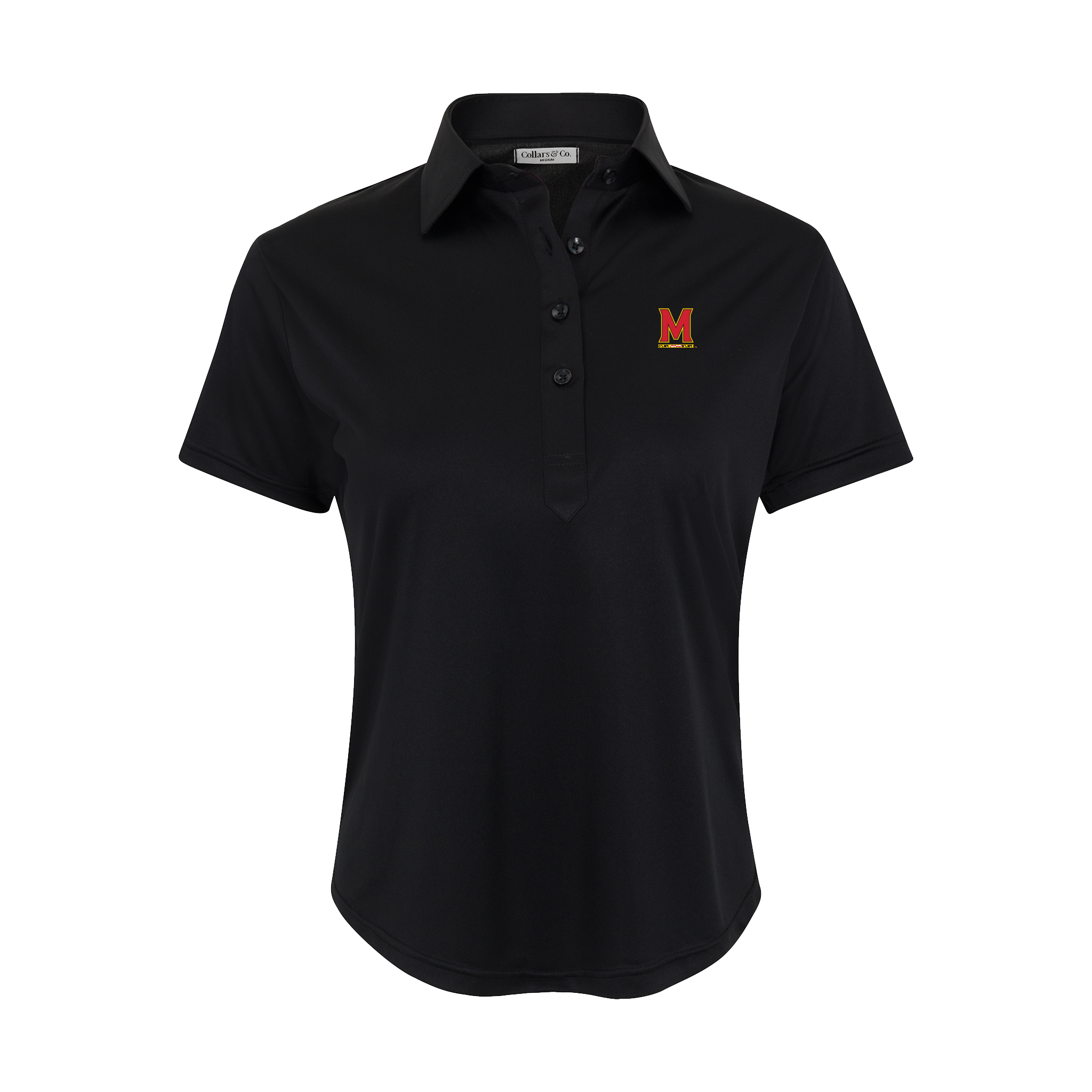 Maryland Women's Cap Sleeve Semi Spread Polo Black