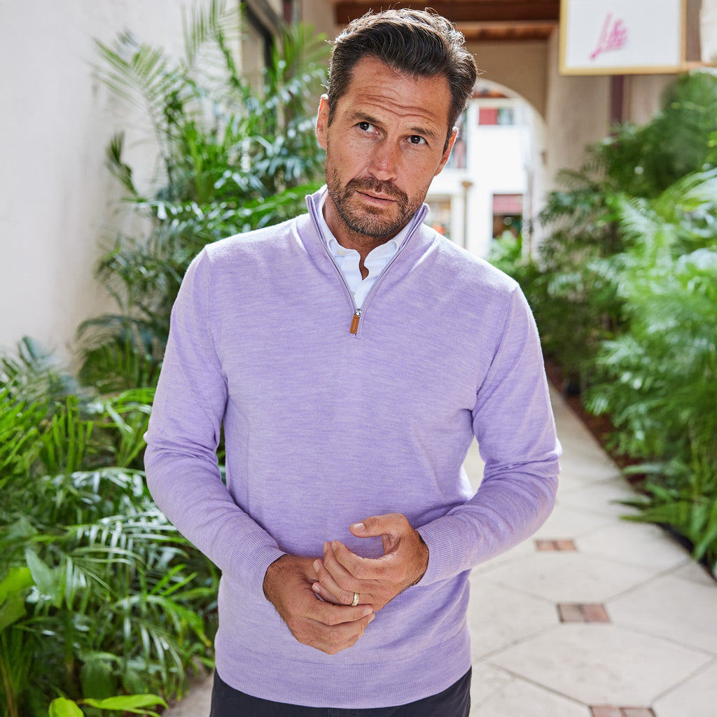 Cashmere Touch Australian Merino Quarter Zip Lavender