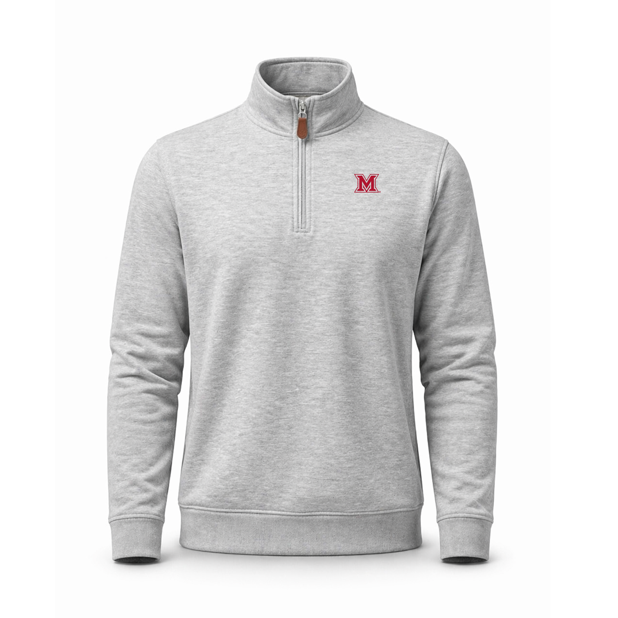 Miami Ohio Heather Cloud Cotton Quarter Zip Pullover Light Grey