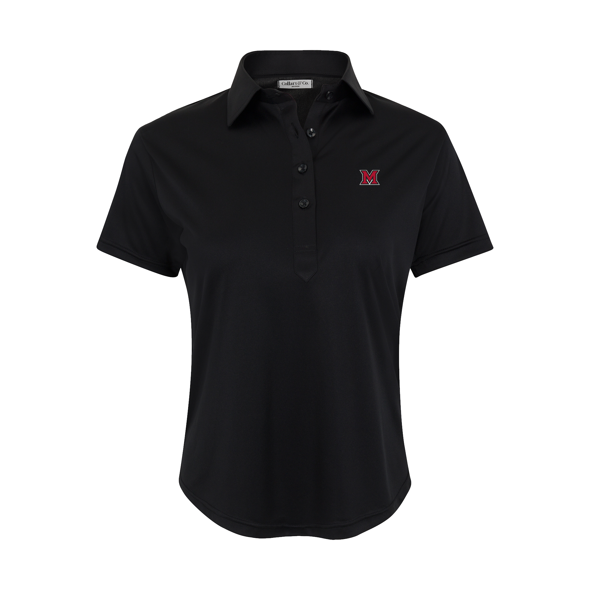 Miami Ohio Women's Cap Sleeve Semi Spread Polo Black
