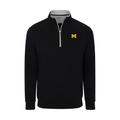 Michigan Heather Cloud Cotton Quarter Zip Pullover Black with Light Grey Trim
