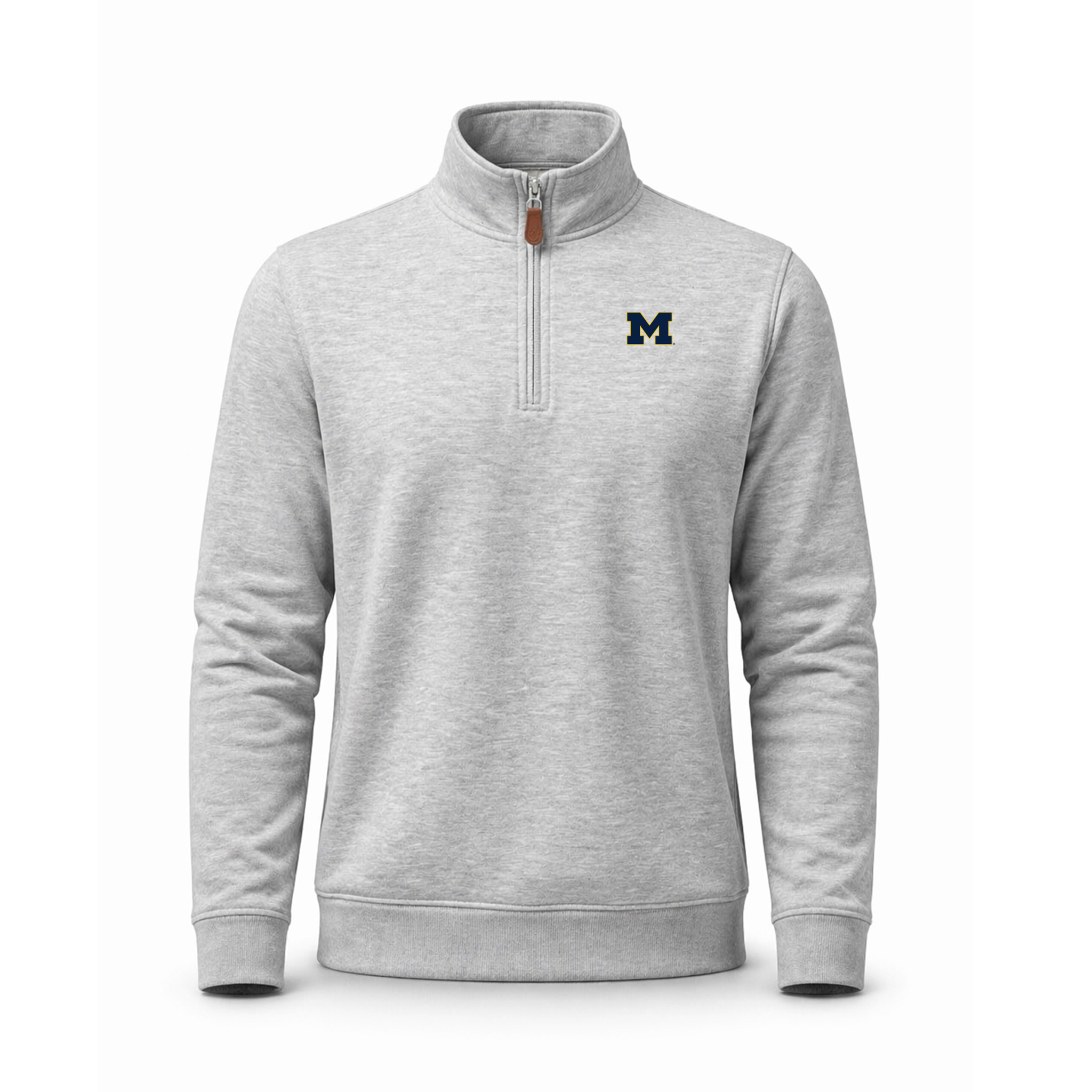 Michigan Heather Cloud Cotton Quarter Zip Pullover Light Grey