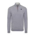 Michigan State Grey Melange Cashmere Touch Australian Merino Quarter Zip Sweater