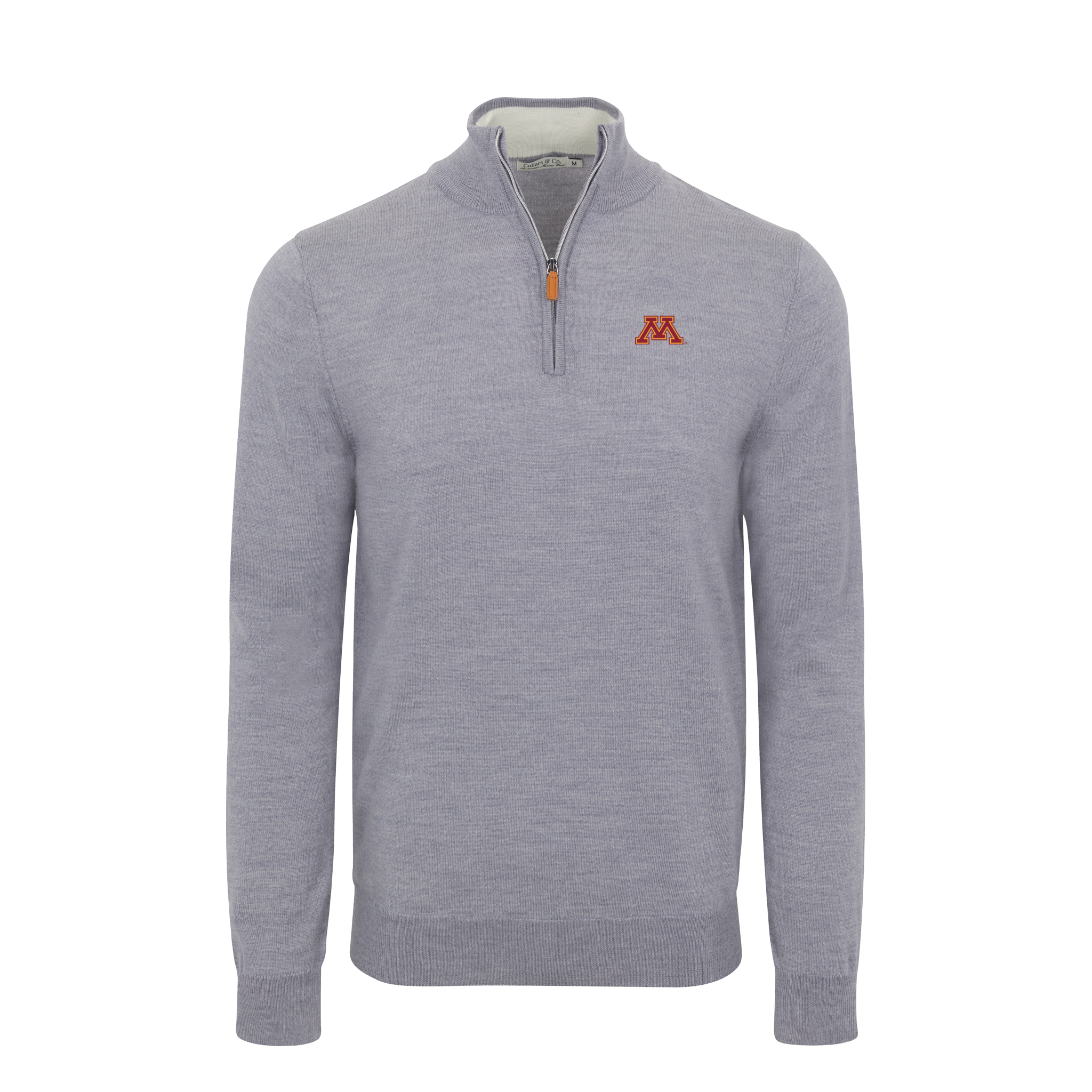 Minnesota Grey Melange Cashmere Touch Australian Merino Quarter Zip Sweater