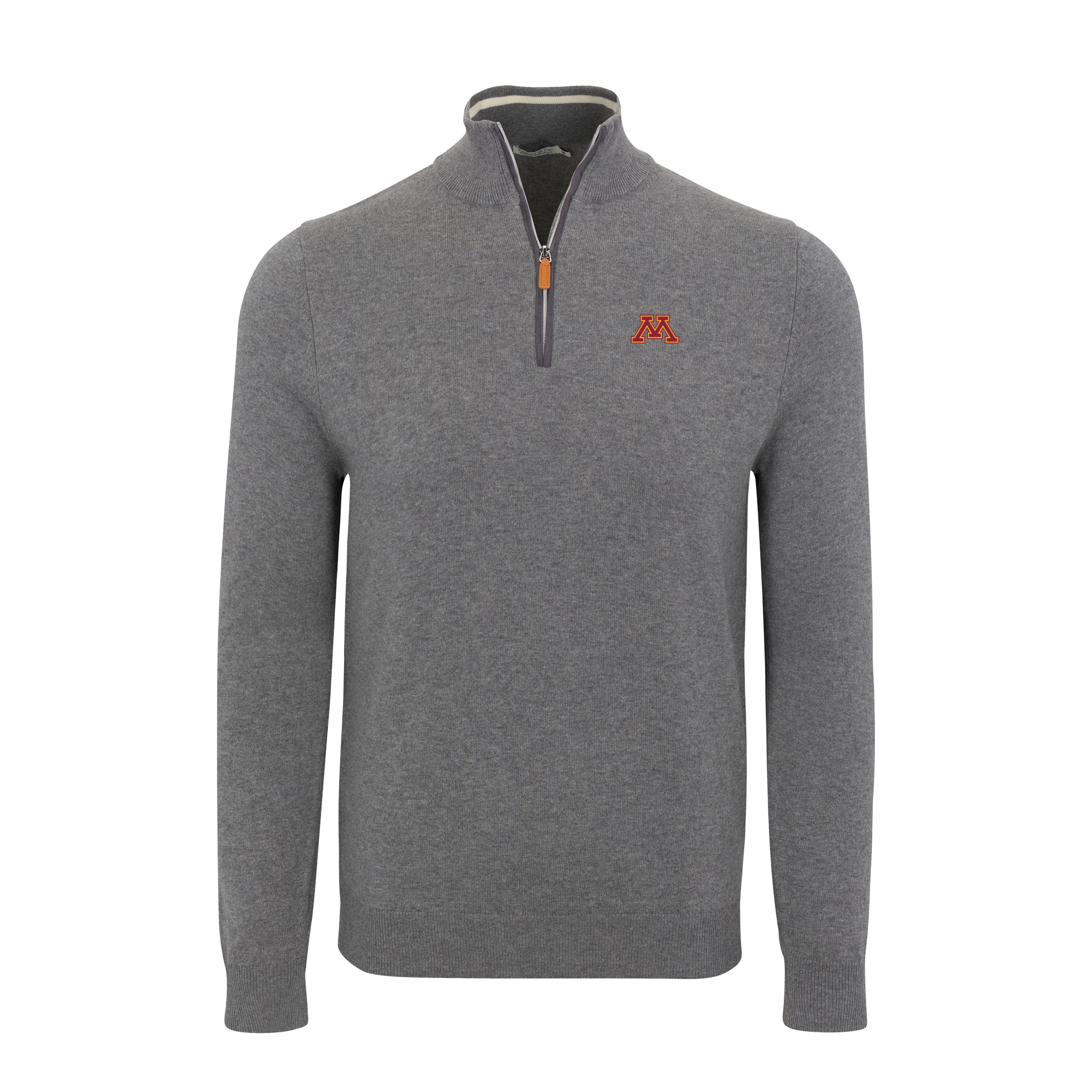 Minnesota Grey with Grey Trim Luxury Touch Cotton and Cashmere Quarter Zip Sweater
