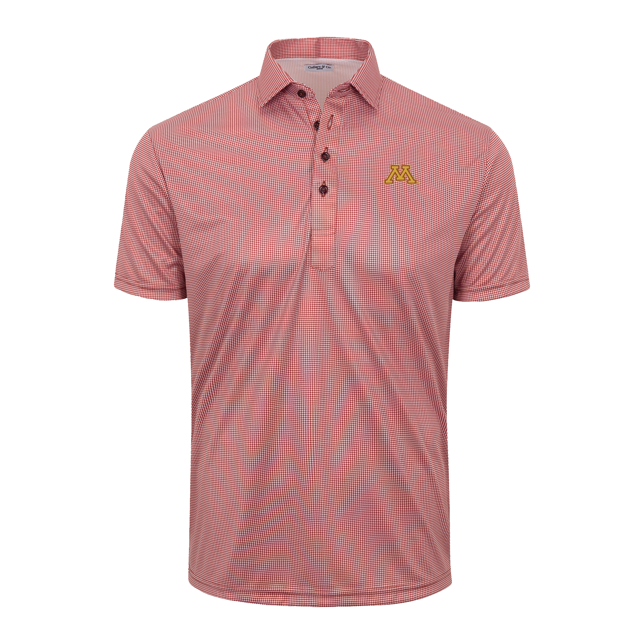 Minnesota Semi-Spread Collar Polo Maroon Houndstooth