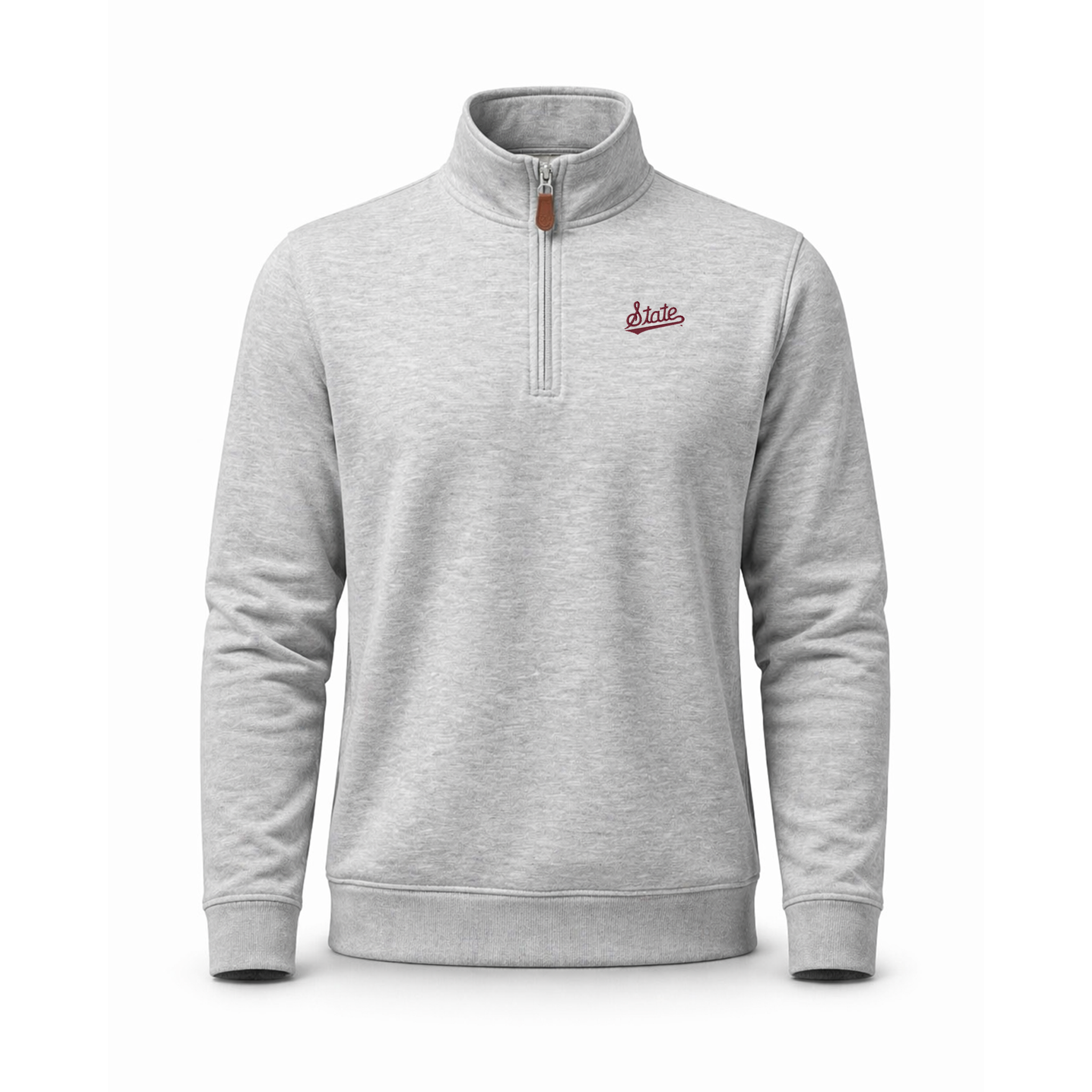 Mississippi State Heather Cloud Cotton Quarter Zip Pullover Light Grey
