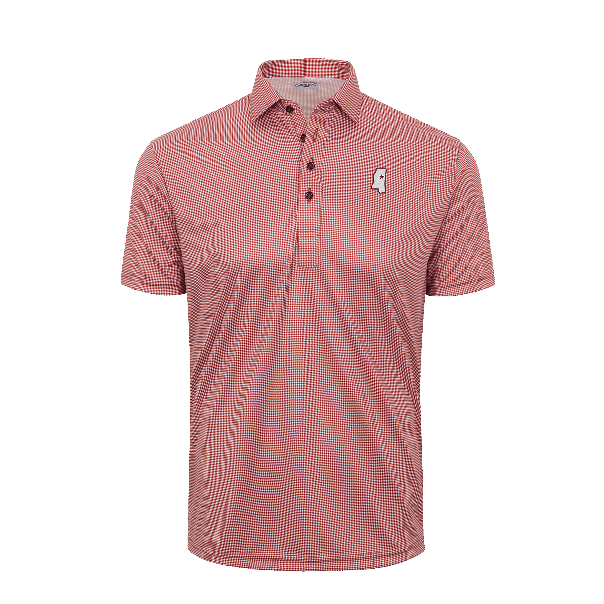 Mississippi State Semi-Spread Collar Polo Maroon Houndstooth