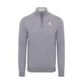Mississippi State Grey Melange Cashmere Touch Australian Merino Quarter Zip Sweater