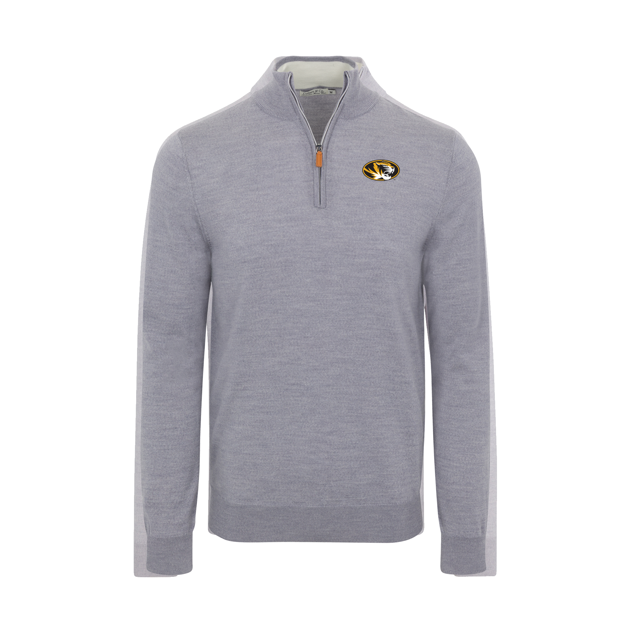 Missouri Grey Melange Cashmere Touch Australian Merino Quarter Zip Sweater