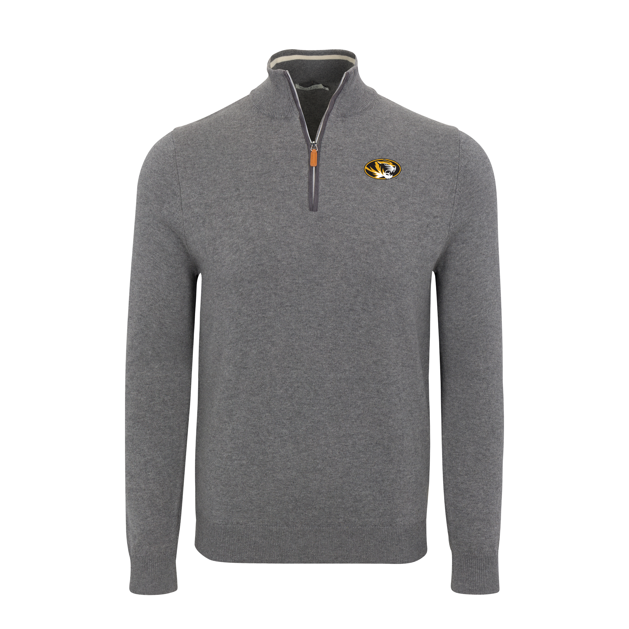 Missouri Grey with Grey Trim Luxury Touch Cotton and Cashmere Quarter Zip Sweater