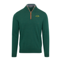 North Dakota State Hunter Green with Brown Suede Trim Cashmere Touch Australian Merino Quarter Zip Sweater