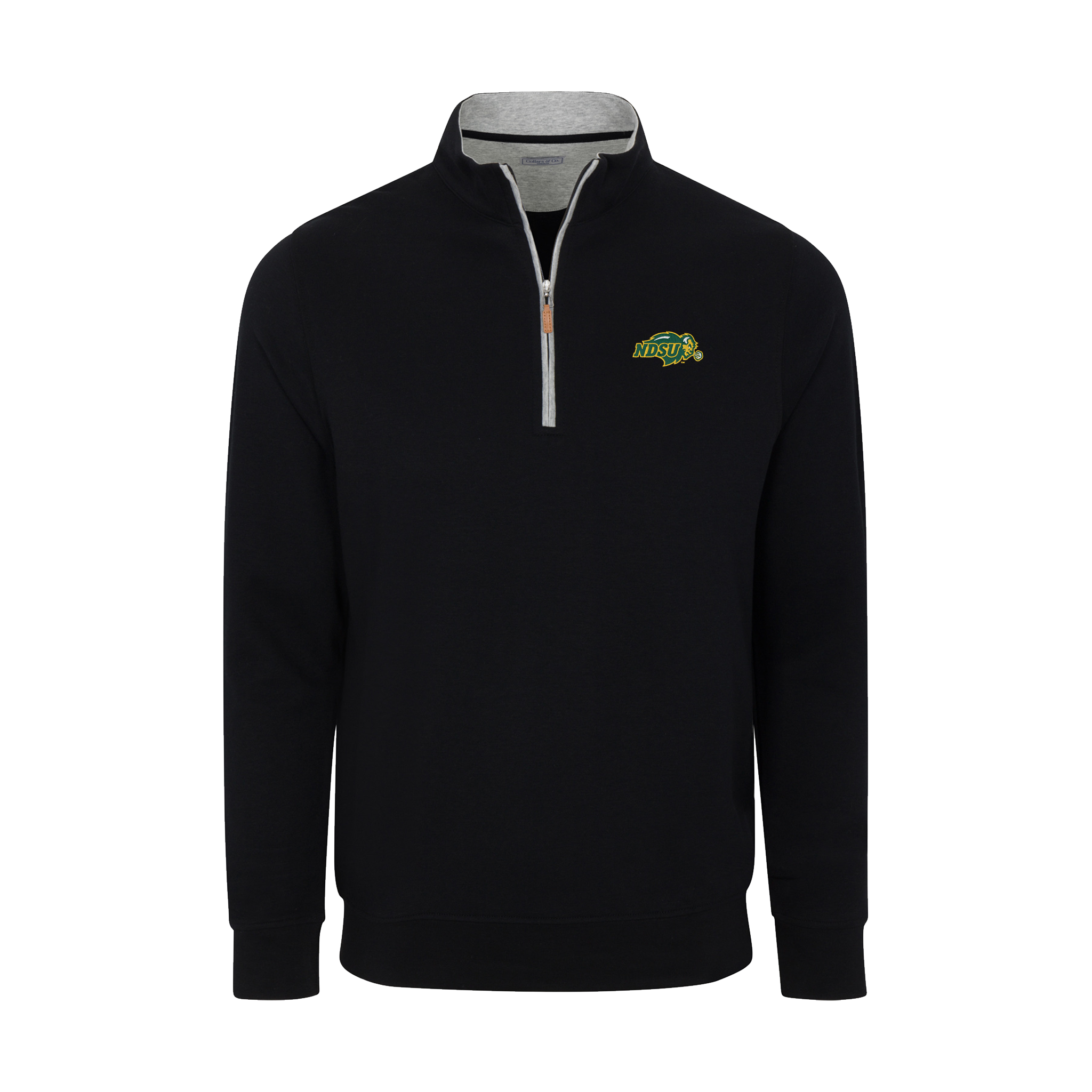 North Dakota State Heather Cloud Cotton Quarter Zip Pullover Black with Light Grey Trim