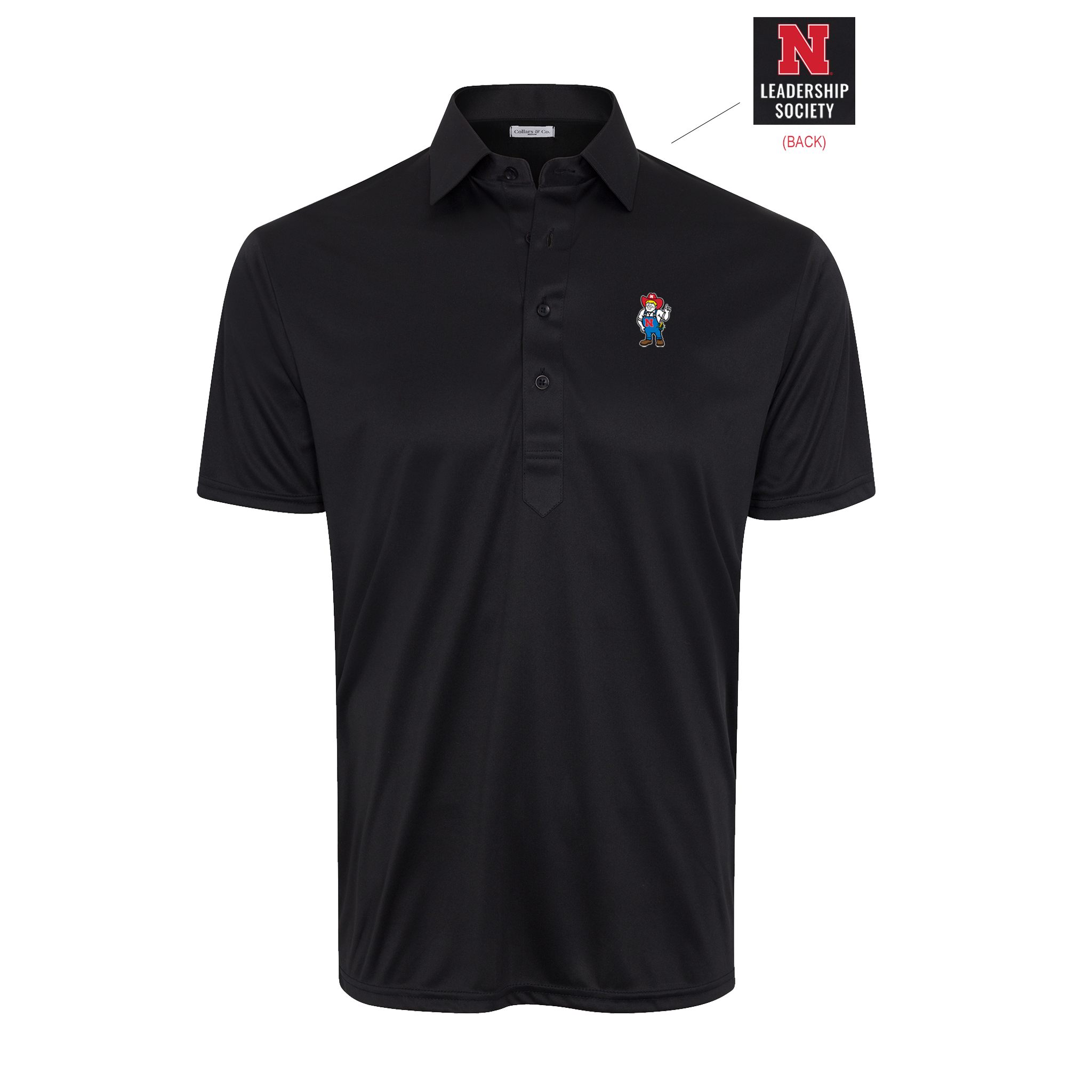 Nebraska Leadership Society Semi-Spread Collar Polo Black - Original Fit