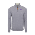 New York University Grey Melange Cashmere Touch Australian Merino Quarter Zip Sweater