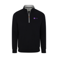 New York University Heather Cloud Cotton Quarter Zip Pullover Black with Light Grey Trim