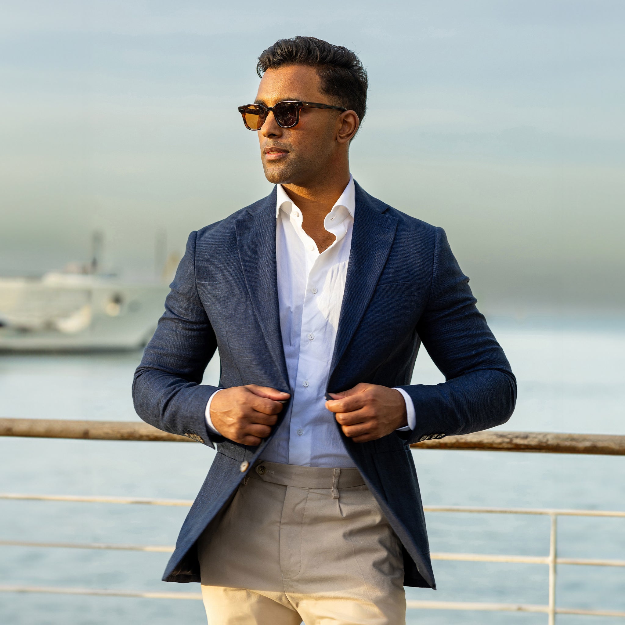 The Lorenzo Linen & Cotton Blazer Navy