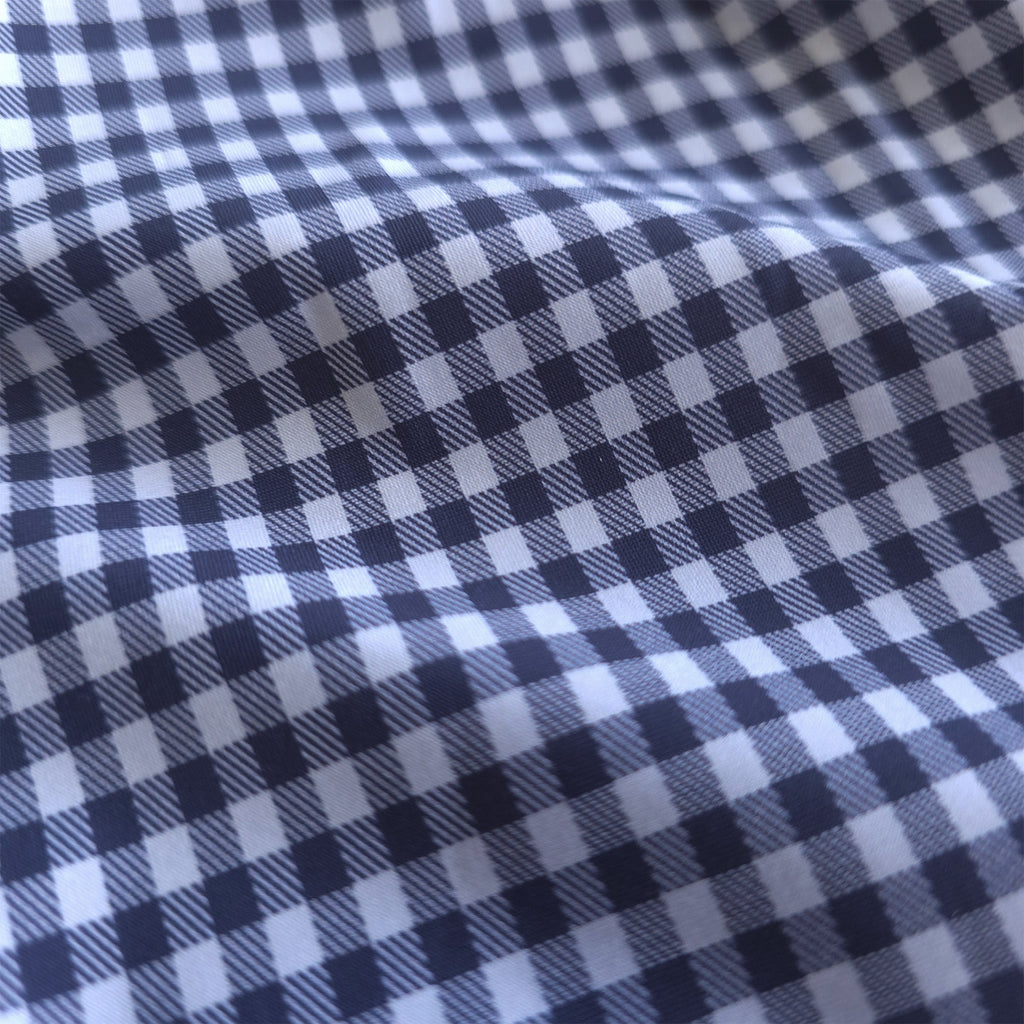 Apex Performance Dress Shirt Semi-Spread Collar Navy and Sky Gingham