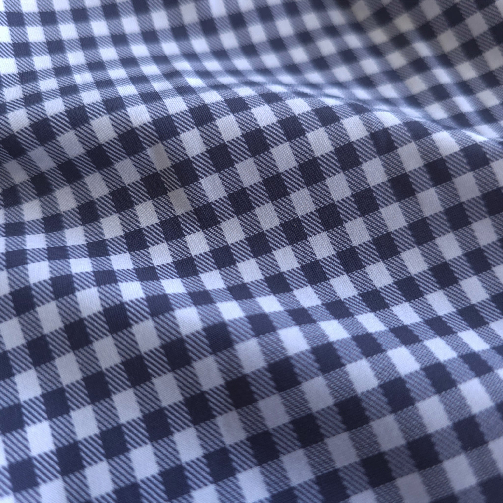 Apex Performance Dress Shirt Semi-Spread Collar Navy and Sky Gingham
